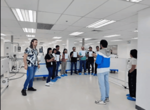 Our lead engineer addressing the entire team with a concluding speech after the training session.