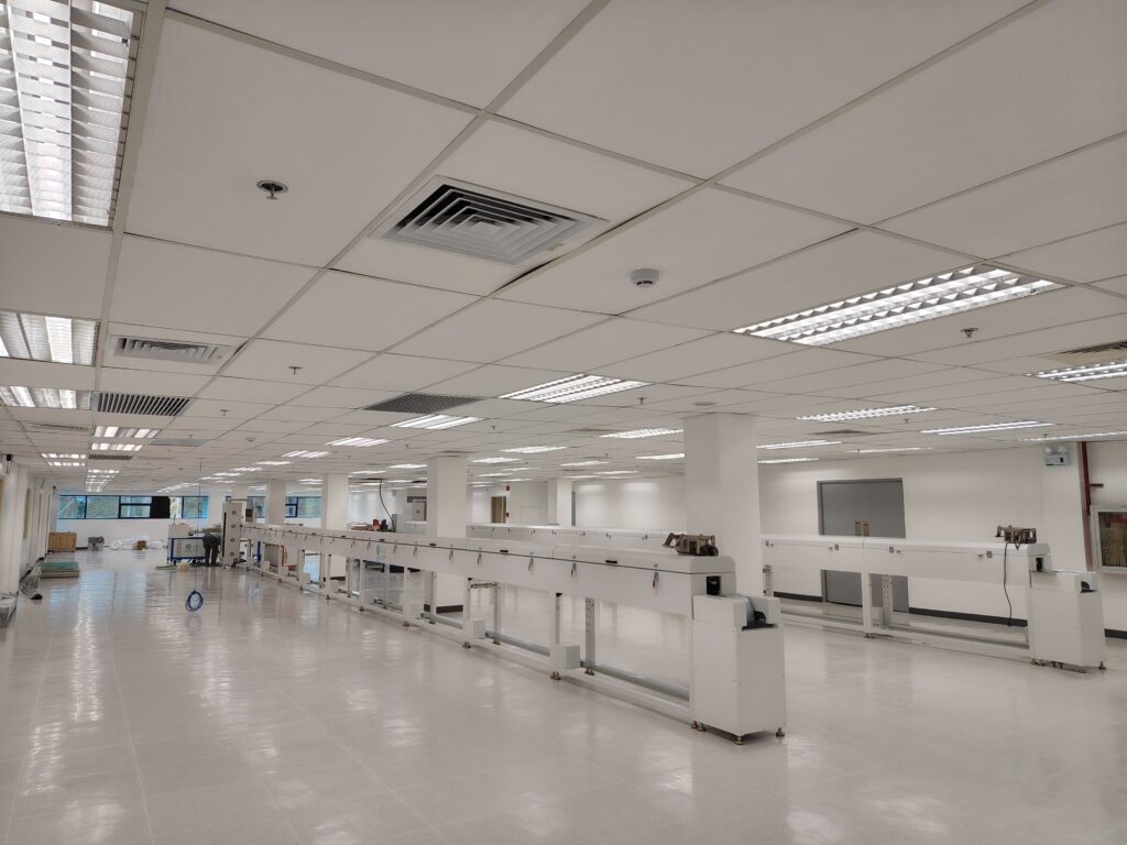 Two complete silicone rubber LED strip extrusion production lines installed and operational in a factory